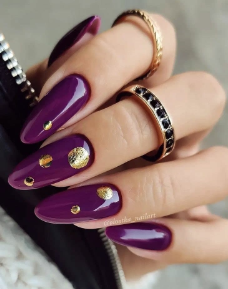 purple and gold spring summer nails designs